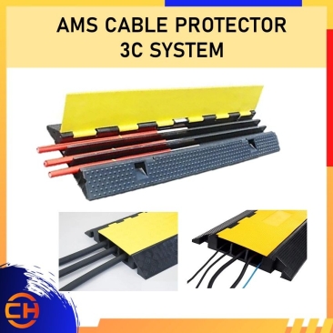 Cable Protector Ramp, 3 Channel Hump Ramp Rubber Size: 900mmL x 500mmW x 70mmH