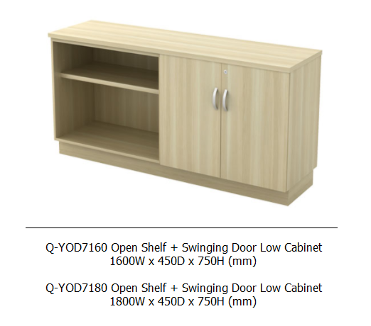 Q-YOD7160 Open Shelf + Swinging Door Low Cabinet 1600W x 450D x 750H (mm) EX Series Office Furniture Office Eqiupment Johor Bahru JB Malaysia Supplier & Supply | I Education Solution