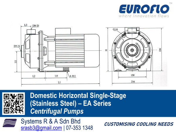 Domestic Horizontal Single-Stage (Stainless Steel) EA Series Euroflo Pump Johor Bahru (JB), Malaysia, Desa Jaya Supplier, Suppliers, Supply, Supplies | Systems R&A (M) Sdn Bhd