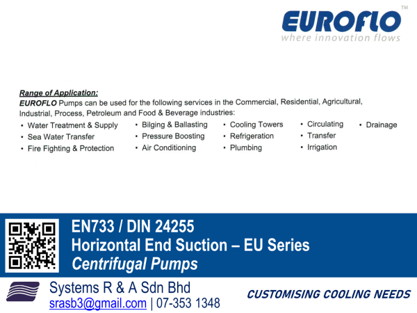 Horizontal End Suction - Centrifugal Pumps EU Series Euroflo Pump Johor Bahru (JB), Malaysia, Desa Jaya Supplier, Suppliers, Supply, Supplies | Systems R&A (M) Sdn Bhd