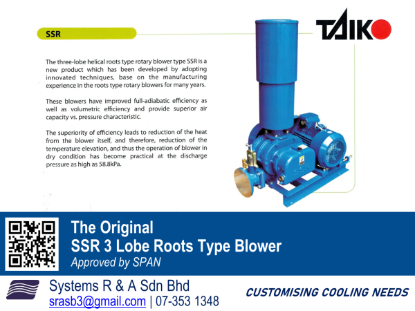 SSR 3 Lobe Roots Type Blower Blower Taiko Pump Johor Bahru (JB), Malaysia, Desa Jaya Supplier, Suppliers, Supply, Supplies | Systems R&A (M) Sdn Bhd