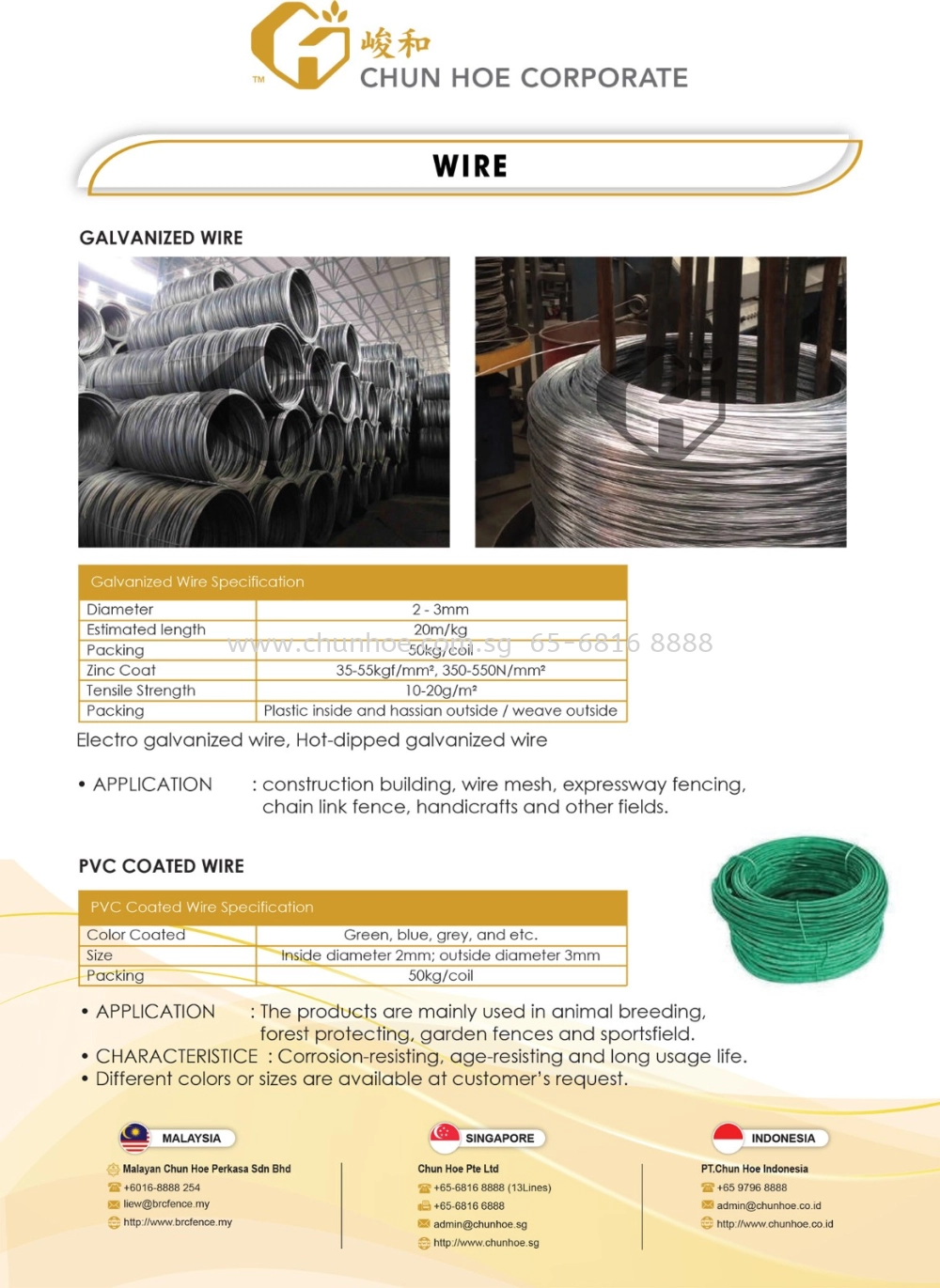 Galvanized Wire / PVC Wire