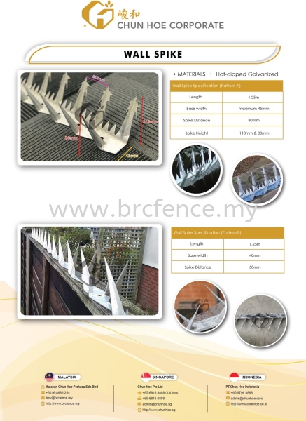 Wall Spike Razor Barbed Tape Malaysia, Johor Bahru (JB), Singapore, Indonesia Supplier, Manufacturer, Supply, Supplies | MALAYAN CHUN HOE PERKASA SDN BHD