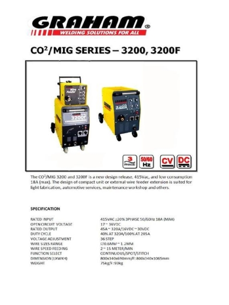 CO2 / MIG SERIES - 3200, 3200F Graham Selangor, Malaysia, Kuala Lumpur (KL), Puchong Supplier, Distributor, Supply, Supplies | Kobewel Kogyo Gases Sdn Bhd