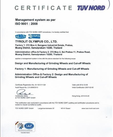 ISO 9001 2008 (3) Olympus Grinding & Cutting Disc Selangor, Malaysia, Kuala Lumpur (KL), Puchong Supplier, Distributor, Supply, Supplies | Kobewel Kogyo Gases Sdn Bhd