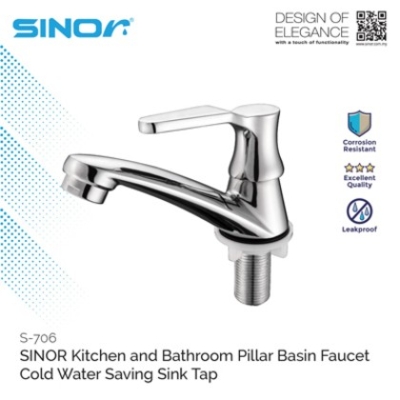 SINOR S-706 Bathroom Faucet Pillar Mounted Basin Water Water Saving Sink Tap