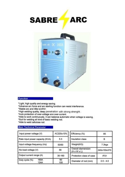 (A003) SABRE ARC DC160 Kobewel Welding Machine Selangor, Malaysia, Kuala Lumpur (KL), Puchong Supplier, Distributor, Supply, Supplies | Kobewel Kogyo Gases Sdn Bhd