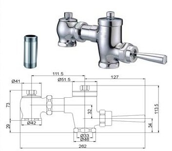 Exposed WC Flush Valve c/w 60mm Inlet Pipe