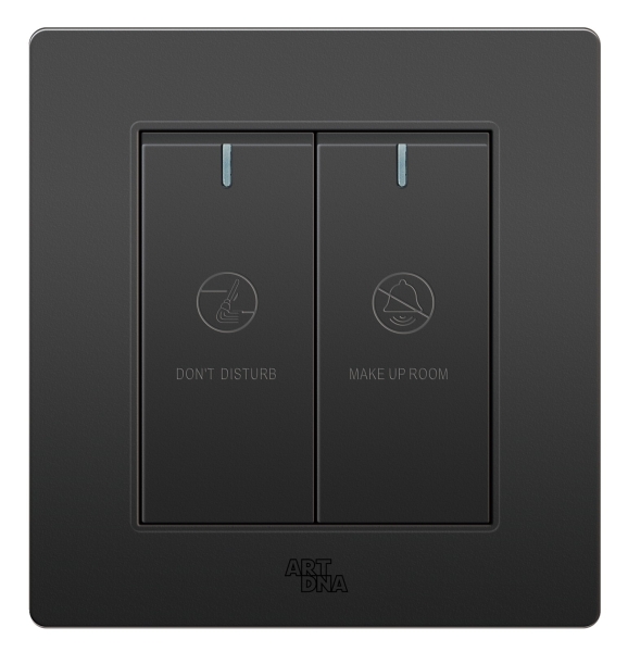 2 GANG 2 WAY SWITCH WITH 'DO NOT DISTURM' & MAKE UP ROOM' LABEL HOTEL SERIES A77 MATT BLACK SERIES Johor Bahru (JB), Malaysia, Selangor, Kuala Lumpur (KL) Supplier, Suppliers, Supply, Supplies | Art Dna (M) Sdn Bhd