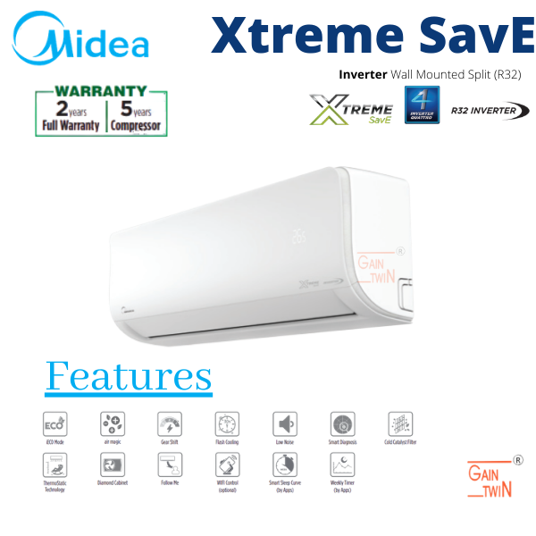 Midea 1hp Inverter R32 Wall Mounted MSXS-10CRDN8 Wall Mounted Series- Inverter  R32 Midea Residential Selangor,