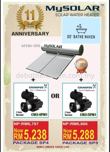 MYSOLAR (SOLAR HEATER) + WATER PRESSURE PUMP (GRUNDFOS)