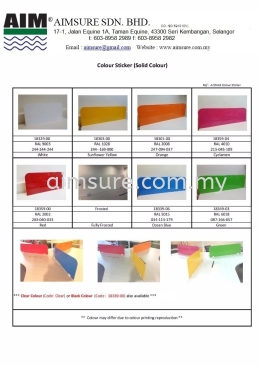 Acrylic panel colour chart