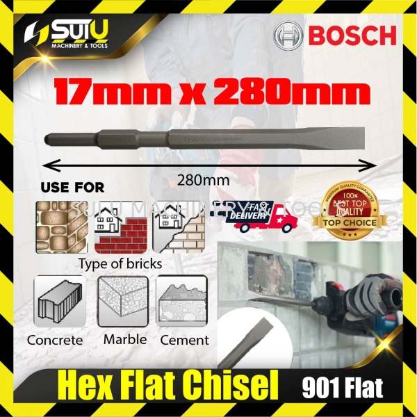 BOSCH Flat Chisels Hex 17x280mm  Bits & Nuts Hand Tool Kuala Lumpur (KL), Malaysia, Selangor, Setapak Supplier, Suppliers, Supply, Supplies | Sui U Machinery & Tools (M) Sdn Bhd