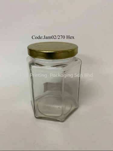 270g Hex Glass Jar + Gold Metal Cap