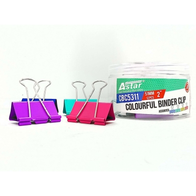 ASTAR COLOURFUL BINDER CLIP 51MM 12PCS CBC5311