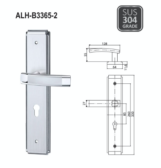 ALH-B3365-2 LEVEL HANDLE WITH PLATE Lever Handles Mechanical Locks Johor Bahru JB Malaysia Supplier, Supply, Supplies | KOON SIONG KEY MARKETING SDN BHD