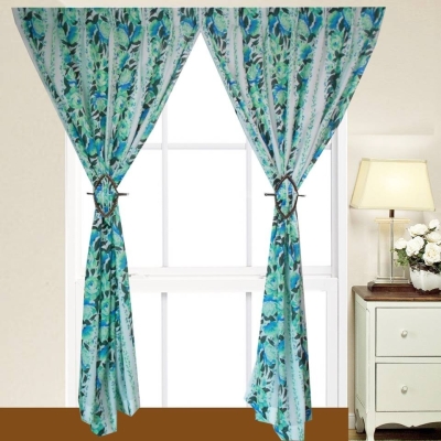 1 SET CURTAIN PONGEE PRINTED (HW184) BLUE