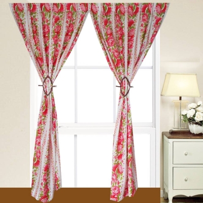 1 SET CURTAIN PONGEE PRINTED (HW184) RED