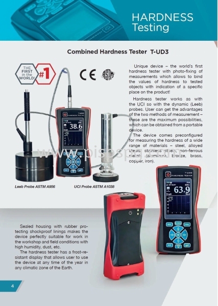 Combined Hardness Tester T-UD3 Combine Hardness Tester ( Ultrasonic & Leeb ) Ultrasonic & Leed Hardness Tester Selangor, Malaysia, Kuala Lumpur (KL), Shah Alam Supplier, Suppliers, Supply, Supplies | Peacock Industries Sdn Bhd