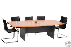 Boat shape meeting table with dark grey leg