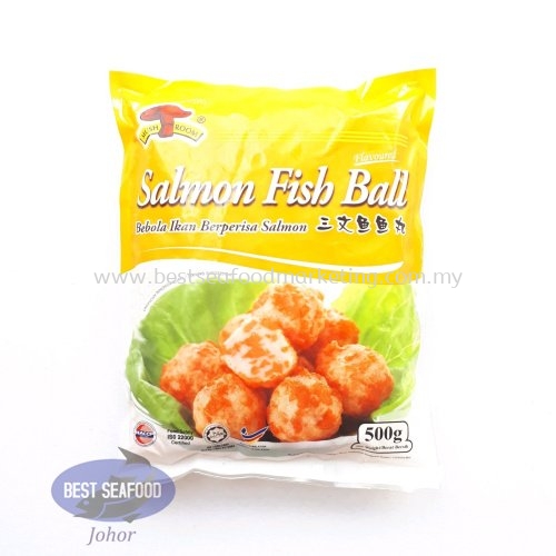 Salmon Fish Ball Mushroom 三文鱼鱼丸 Bebola Ikan Berperisa Salmon Sold Per Pack Steamboat Bbq