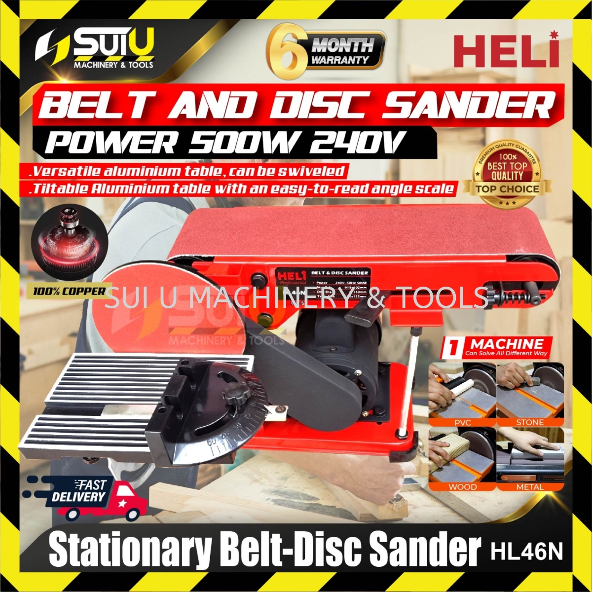 HELI HL46N 500W 4" x 6" Stationary Belt Disc Sander Polisher , Planer ,  Sander Power Tool Kuala