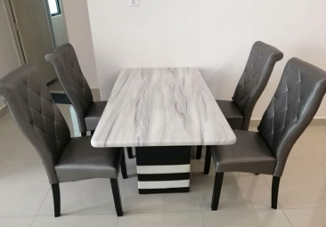 Marble Dinning Table with wooden leg