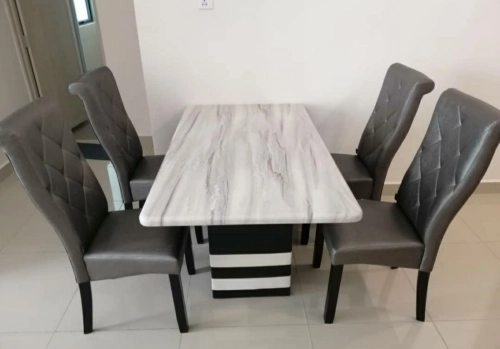 Marble Dinning Table with wooden leg 