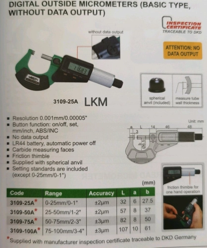 Digital Outside Micrometers