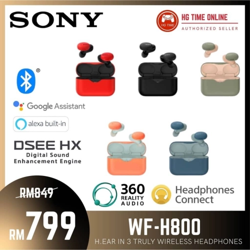Sony WF-H800 Truly Wireless Earbuds ( Black / Blue / Green / Orange / Red )