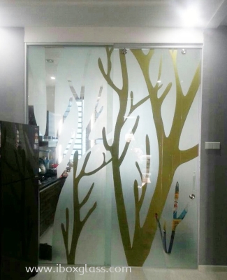 Door Glass Sandblasted