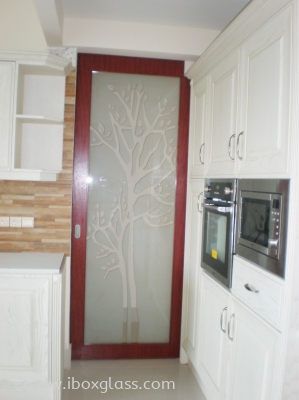 Frame Sandblasted Glass Door