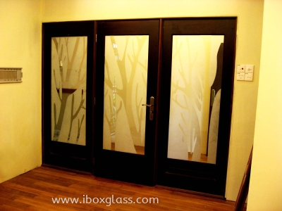 Frame Sandblasted Glass Door