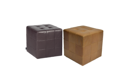 LEATHER CUBE STOOL