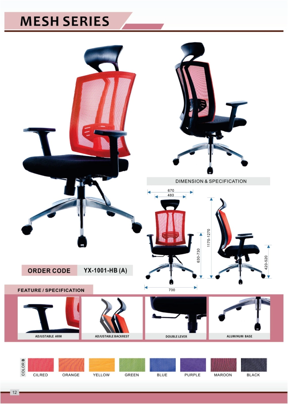 Ergonomic chair Mesh Office Chair Penang Business Grade Swivel Ergonomic Adjustable 