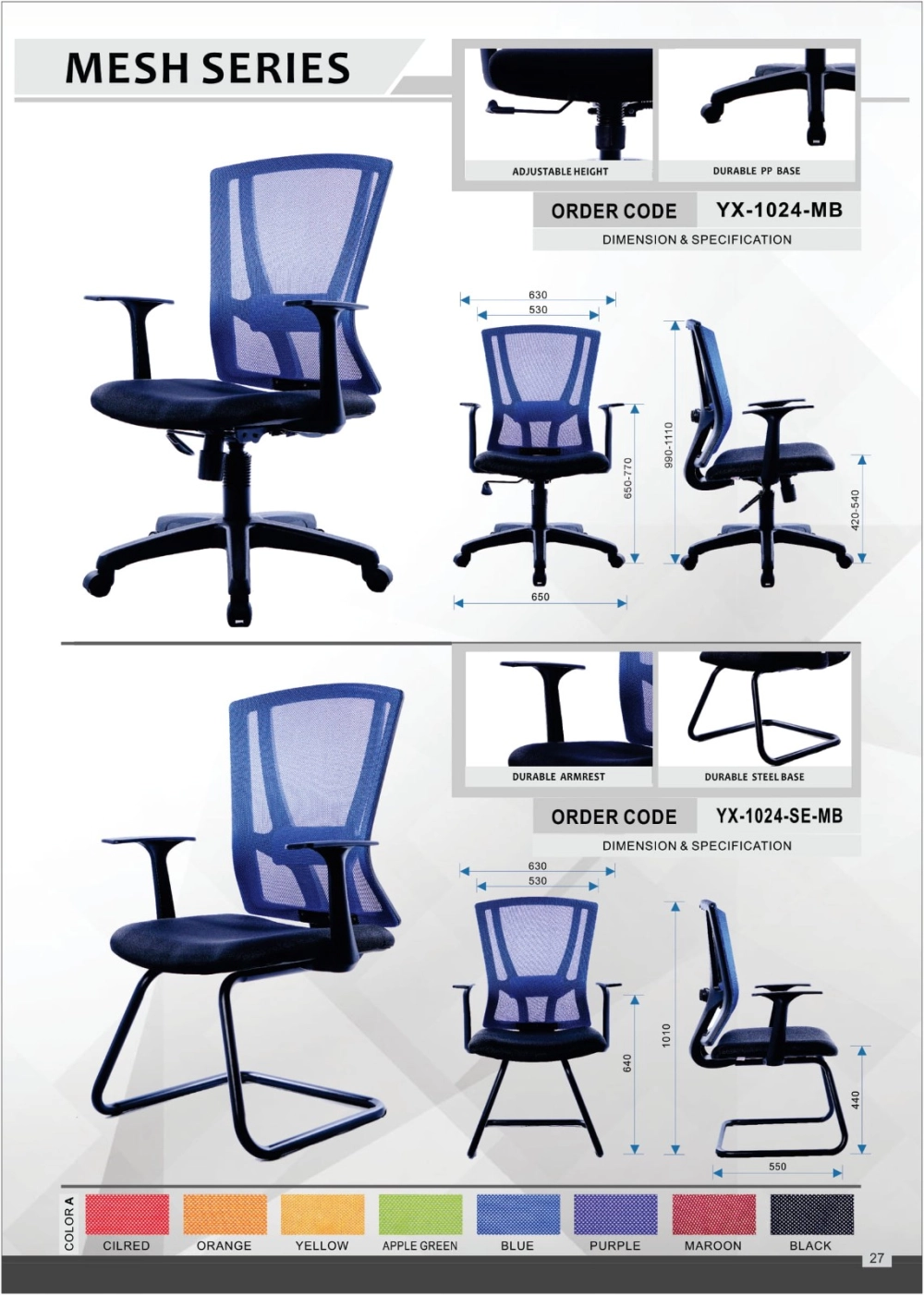 Ergonomic chair Mesh Office Chair Penang Business Grade Swivel Ergonomic Adjustable 