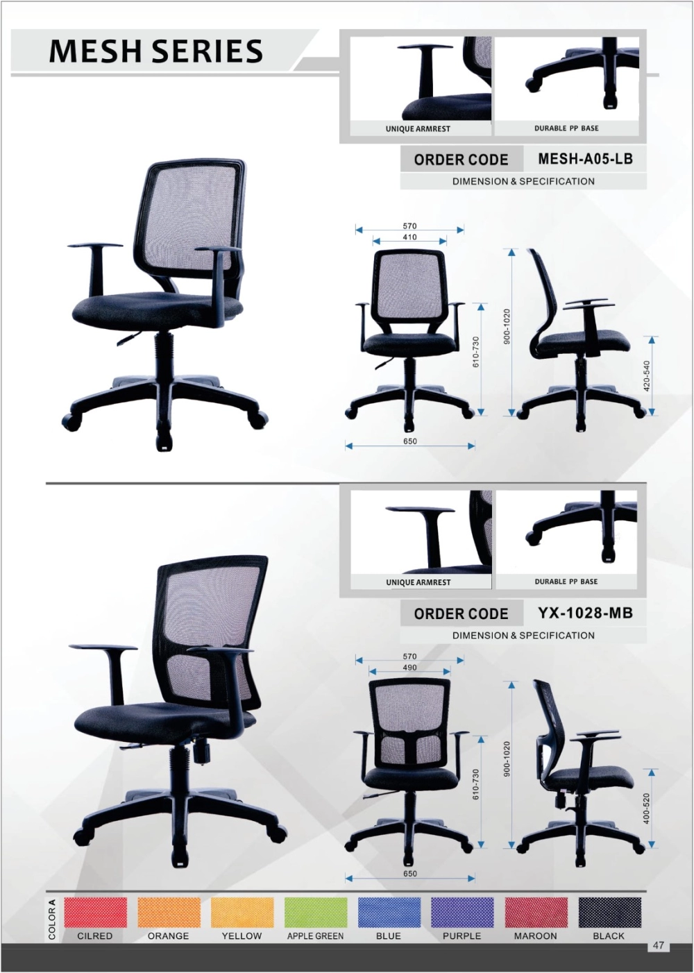 Ergonomic chair Mesh Office Chair Penang Business Grade Swivel Ergonomic Adjustable 