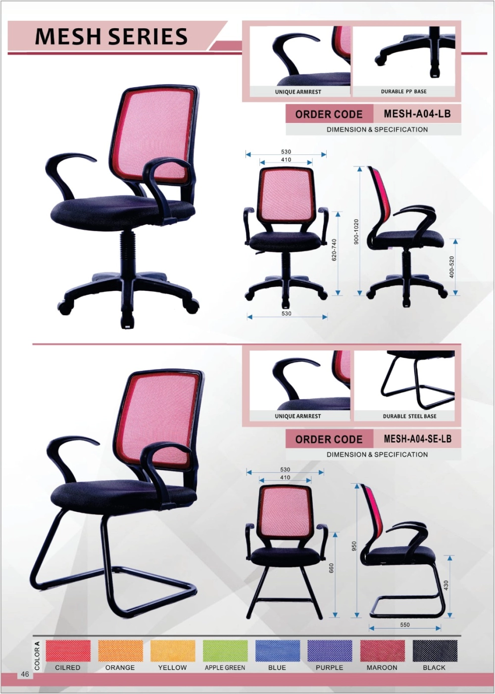 Ergonomic chair Mesh Office Chair Penang Business Grade Swivel Ergonomic Adjustable 