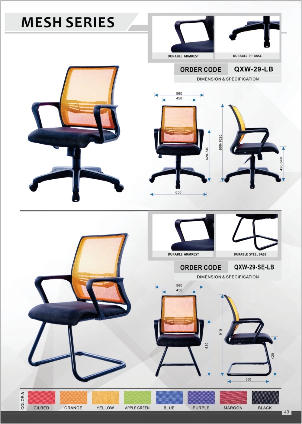 Ergonomic chair Mesh Office Chair Penang Business Grade Swivel Ergonomic Adjustable 