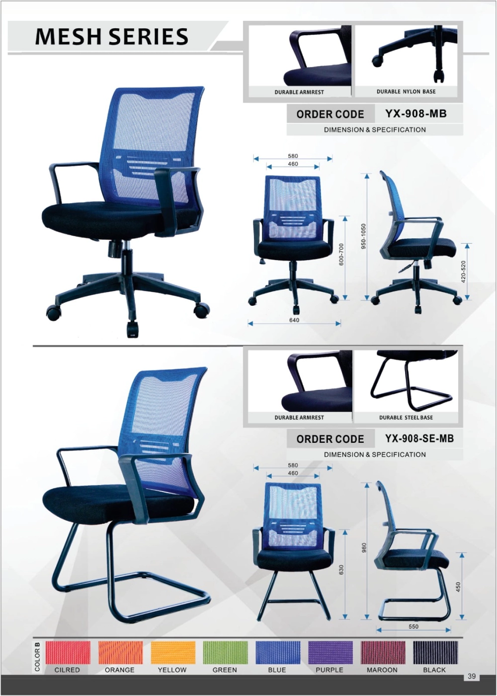 Ergonomic chair Mesh Office Chair Penang Business Grade Swivel Ergonomic Adjustable 