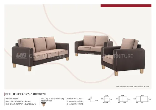 Deluxe 1S+2S+3S Sofa (Brown)