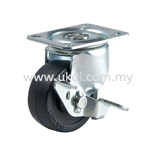 LIGHT DUTY BRAKE CASTOR C/W BLACK RUBBER WHEEL (PLAIN BEARING) NANSIN - JAPAN CASTOR WHEEL Malaysia, Kuala Lumpur (KL), Selangor, Melaka, Johor Bahru (JB), Penang, Sabah Supplier, Distributor, Supply, Supplies | Ukai (Malaysia) Sdn Bhd