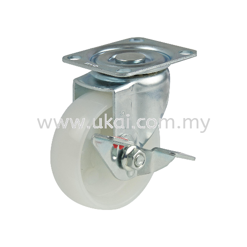 LIGHT DUTY BRAKE CASTOR C/W WHITE NYLON WHEEL (PLAIN BEARING) NANSIN - JAPAN CASTOR WHEEL Malaysia, Kuala Lumpur (KL), Selangor, Melaka, Johor Bahru (JB), Penang, Sabah Supplier, Distributor, Supply, Supplies | Ukai (Malaysia) Sdn Bhd