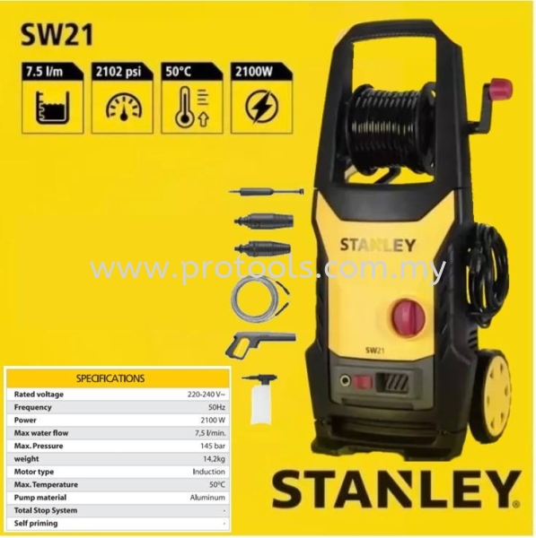 SW21 STANLEY HIGH PRESSURE WASHER 2100W 145BAR WATER JET CLEANER PRESSURE WASHER OUTDOOR EQUIPMENT Johor Bahru (JB), Malaysia, Senai Supplier, Suppliers, Supply, Supplies | Protools Hardware Sdn Bhd