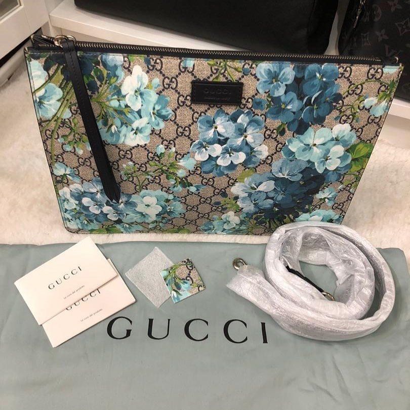 Brand New Gucci Blooms Blue Pouch with Removable Long Strap Gucci Kuala  Lumpur (KL), Selangor, Malaysia.
