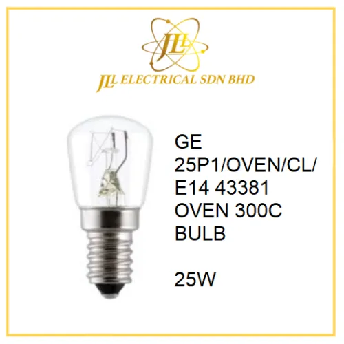 GE 25P1/OVEN/CL/E14 43381 OVEN 300C. 25W  BULB