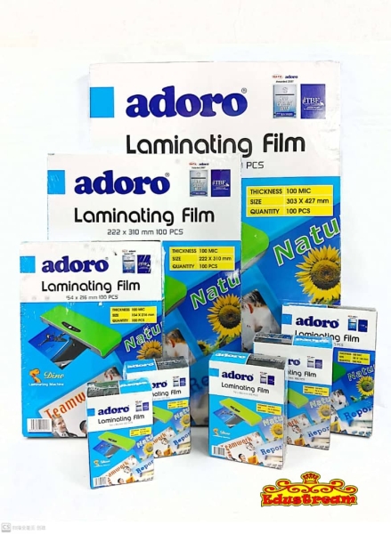 ADORO LAMINATING FILM 100PCS Laminator School & Office Equipment Stationery & Craft Johor Bahru (JB), Malaysia Supplier, Suppliers, Supply, Supplies | Edustream Sdn Bhd