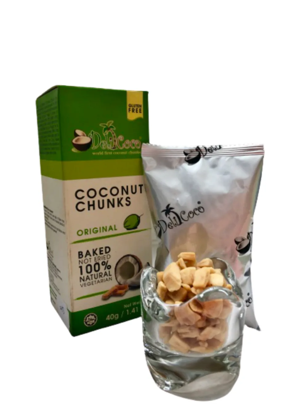 Delicoco Coconut Chunks Original D/Cut box (60 grams)