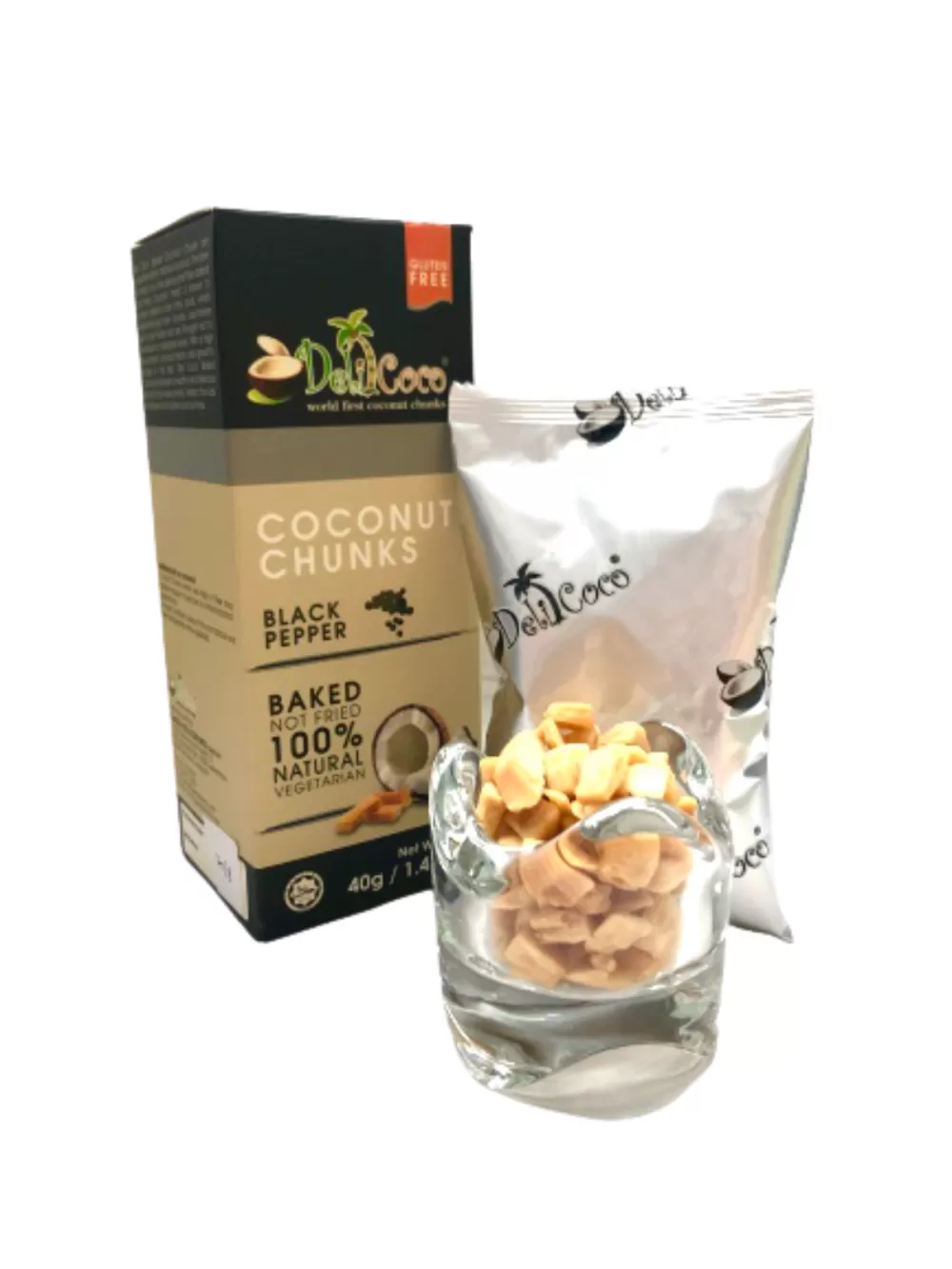 Delicoco Coconut Chunks Black Pepper Crunch D/Cut box (60 grams)