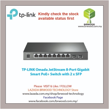 TP-LINK OMADA :TL-SG2210P(T1500G-10PS) JETSTREAM 8-PORT PoE+ GIGABIT With 2 x SFP SMART SWITCH